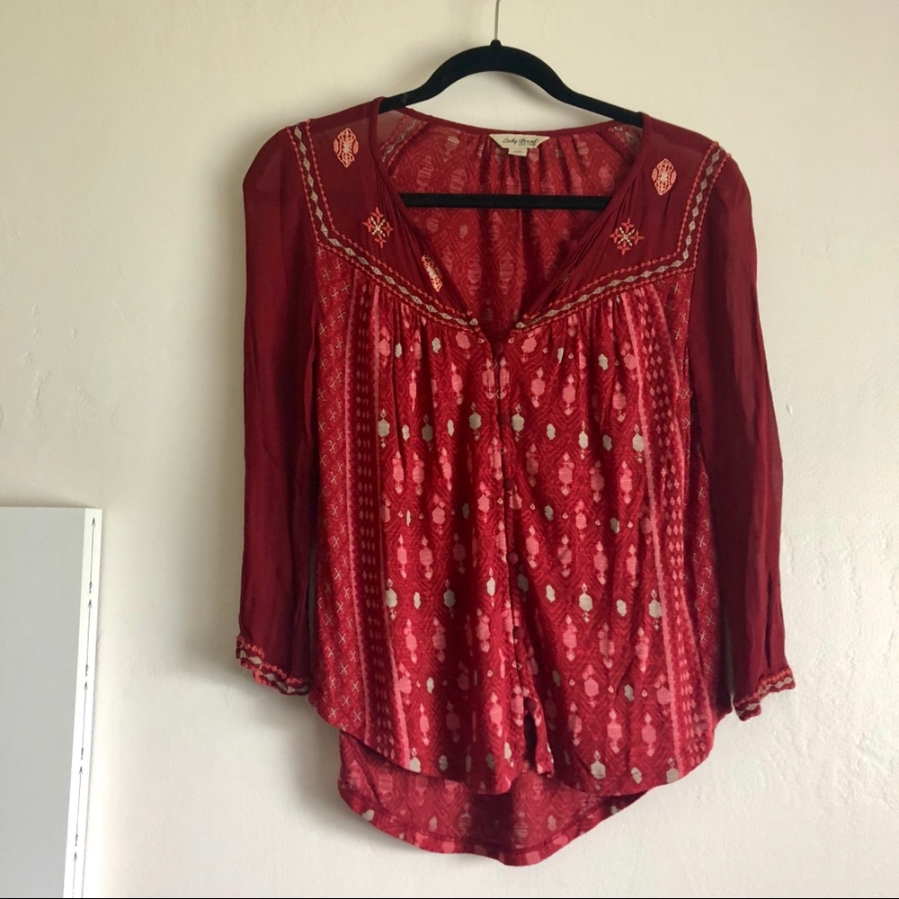 Lucky Brand Red Boho Blouse